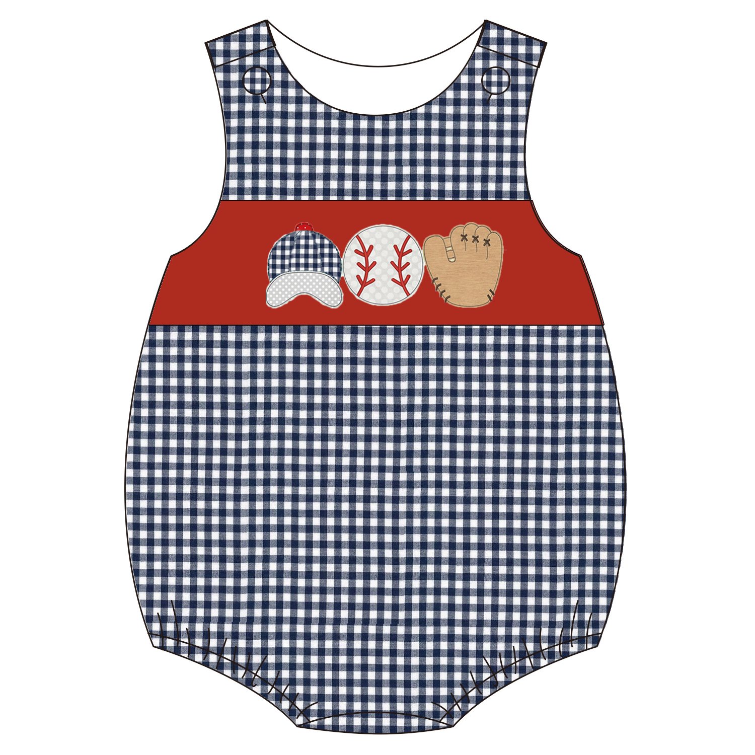 Wholesale Custom Design baseball applique casual comfortable baby boy bubble romper