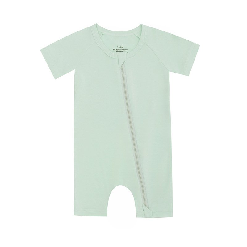 Summer shorts rompers baby Customized bamboo fiber zipper baby cotton romper Soft and comfortable without harming the skin