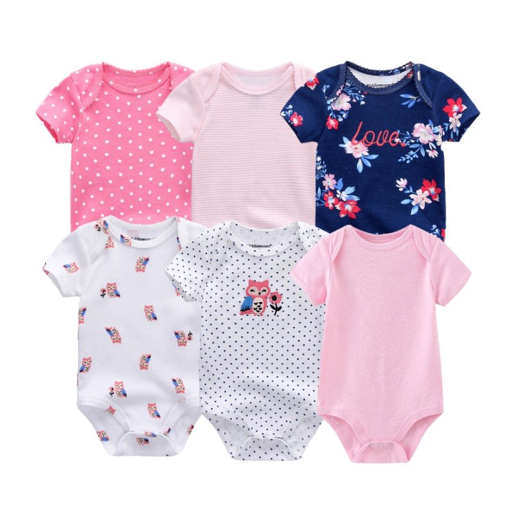 Good price newborn 5 pcs short sleeve summer cotton infant onesie romper set baby