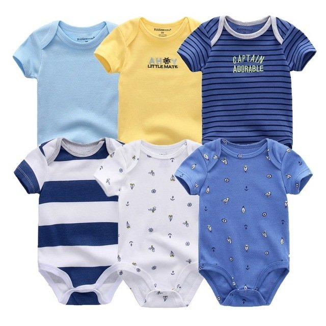 Good price newborn 5 pcs short sleeve summer cotton infant onesie romper set baby
