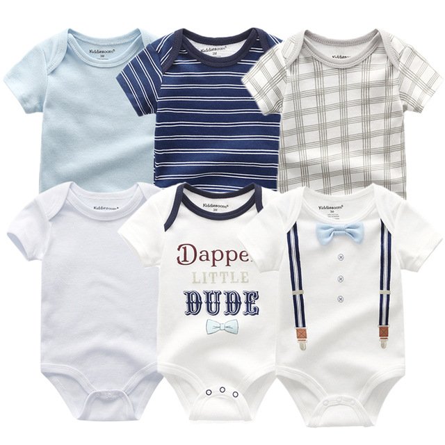 Good price newborn 5 pcs short sleeve summer cotton infant onesie romper set baby