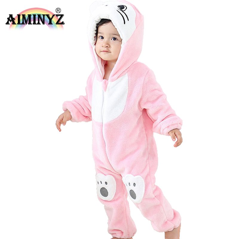 AIMINYZ Wholesale 2023 Child Flannel Soft Loose Onesie Pajamas Baby Leisure Winter Warm Sleepwear Autumn Spring Infant Rompers