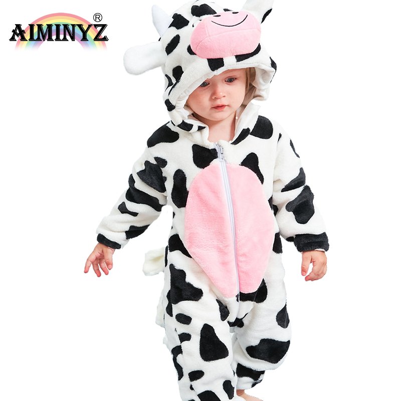 AIMINYZ Wholesale 2023 Child Flannel Soft Loose Onesie Pajamas Baby Leisure Winter Warm Sleepwear Autumn Spring Infant Rompers