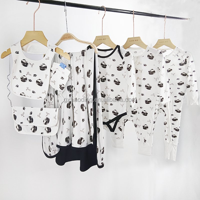 GOTS GRS Bamboo Baby Clothes Toddler Kid Pajamas Sleepwear Printing Footie Two Way Double Zipper Bamboo Fiber baby rompers