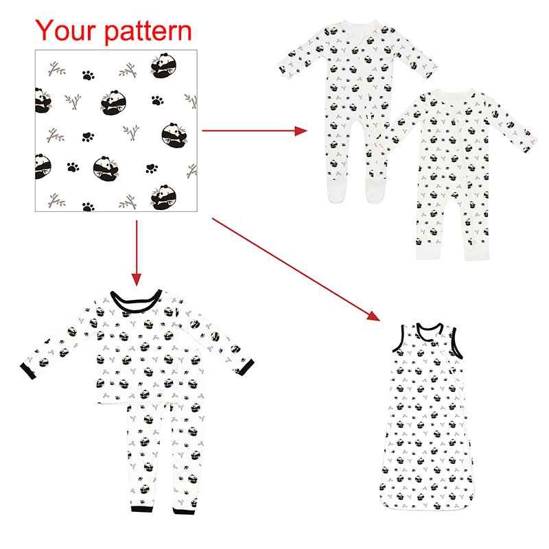 GOTS GRS Bamboo Baby Clothes Toddler Kid Pajamas Sleepwear Printing Footie Two Way Double Zipper Bamboo Fiber baby rompers
