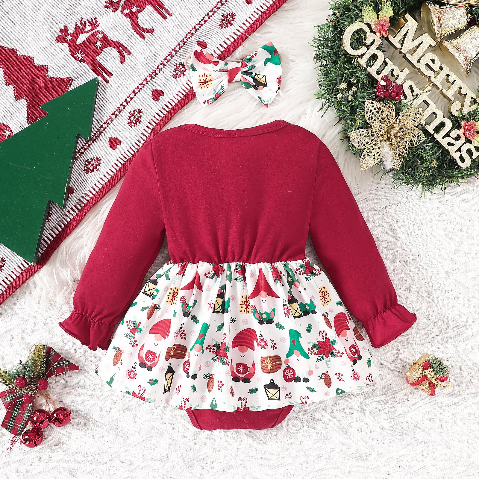 2024 Autumn Baby Romper Baby Christmas Clothing Kids Triangle Romper Cartoon One-Piece Baby Romper