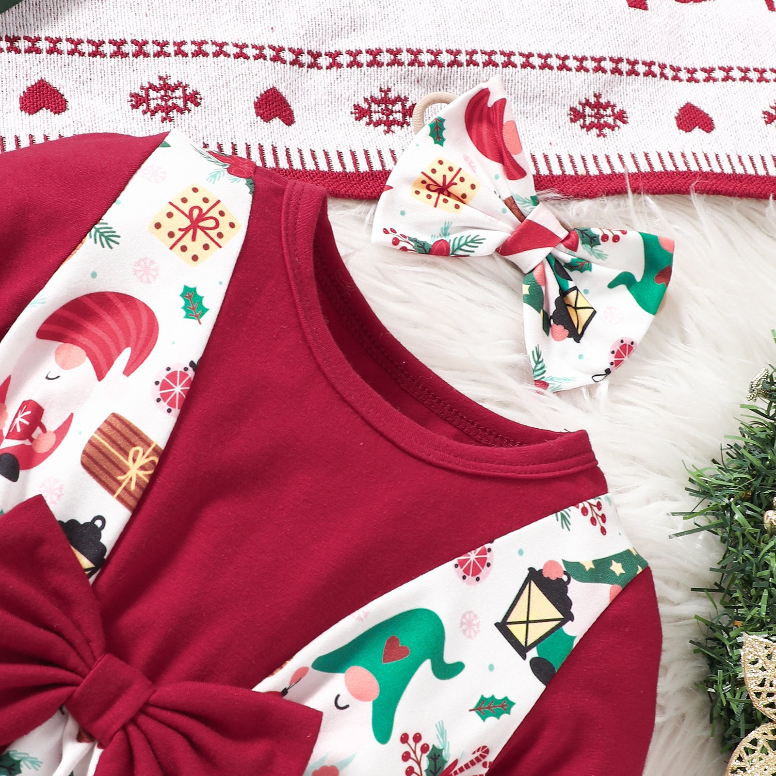 2024 Autumn Baby Romper Baby Christmas Clothing Kids Triangle Romper Cartoon One-Piece Baby Romper