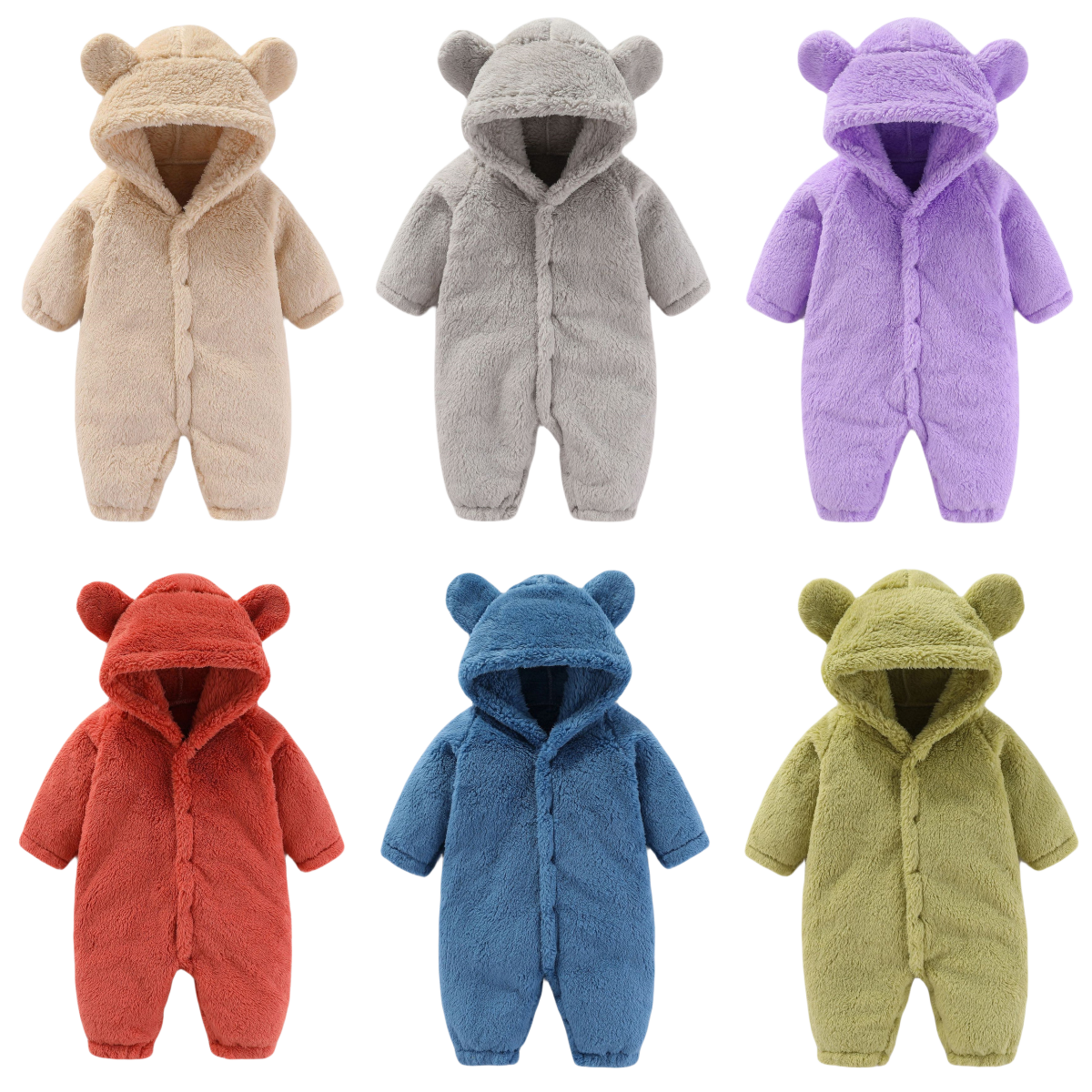 6 Colors Factory Outlets Winter berber Fleece Cute Bear Plush Animal Babys Newborn Infants Clothing Clothes Winter Baby Romper