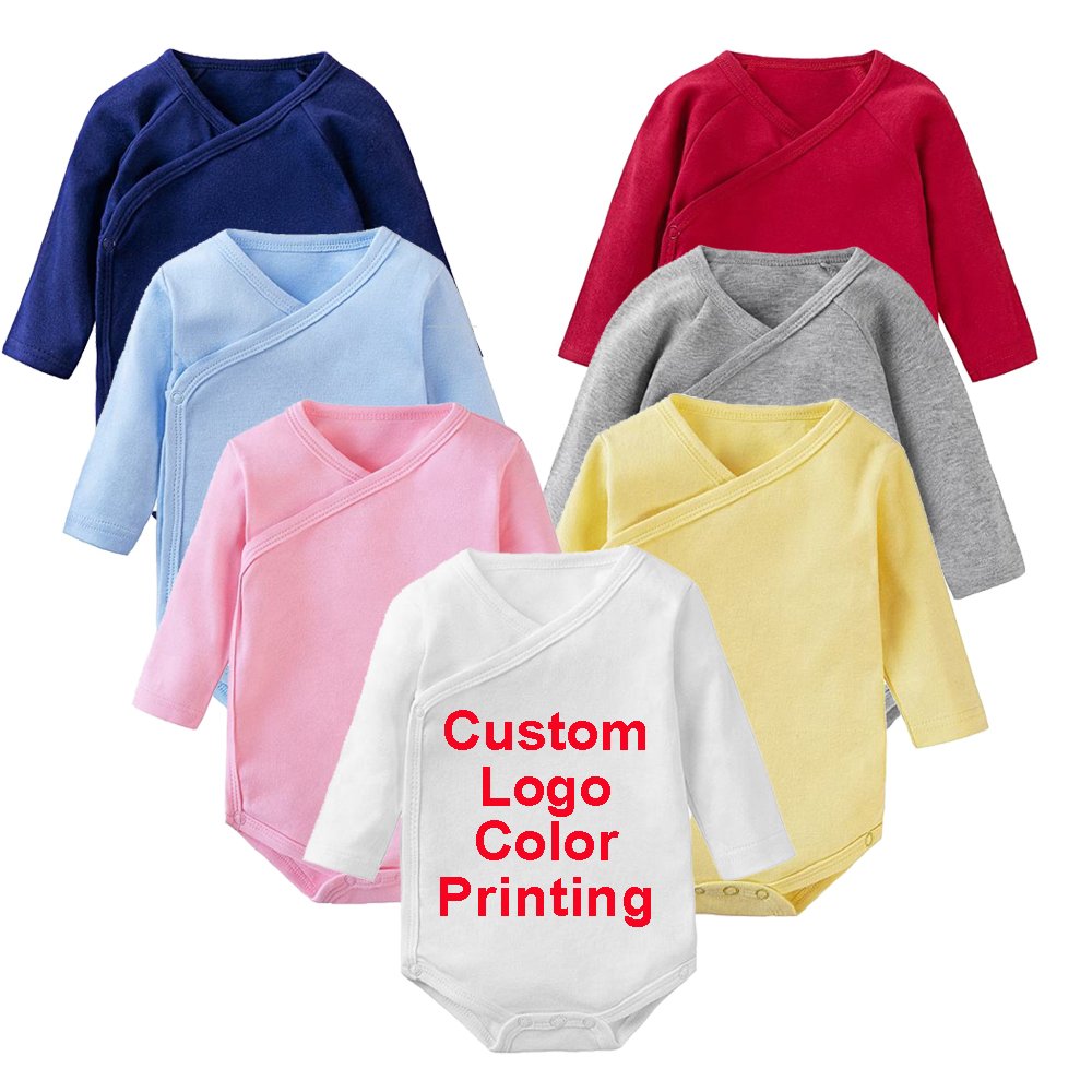 long sleeve baby onesie Infant 0-3m unisex kimono baby romper white blank 100% Cotton Baby Rompers