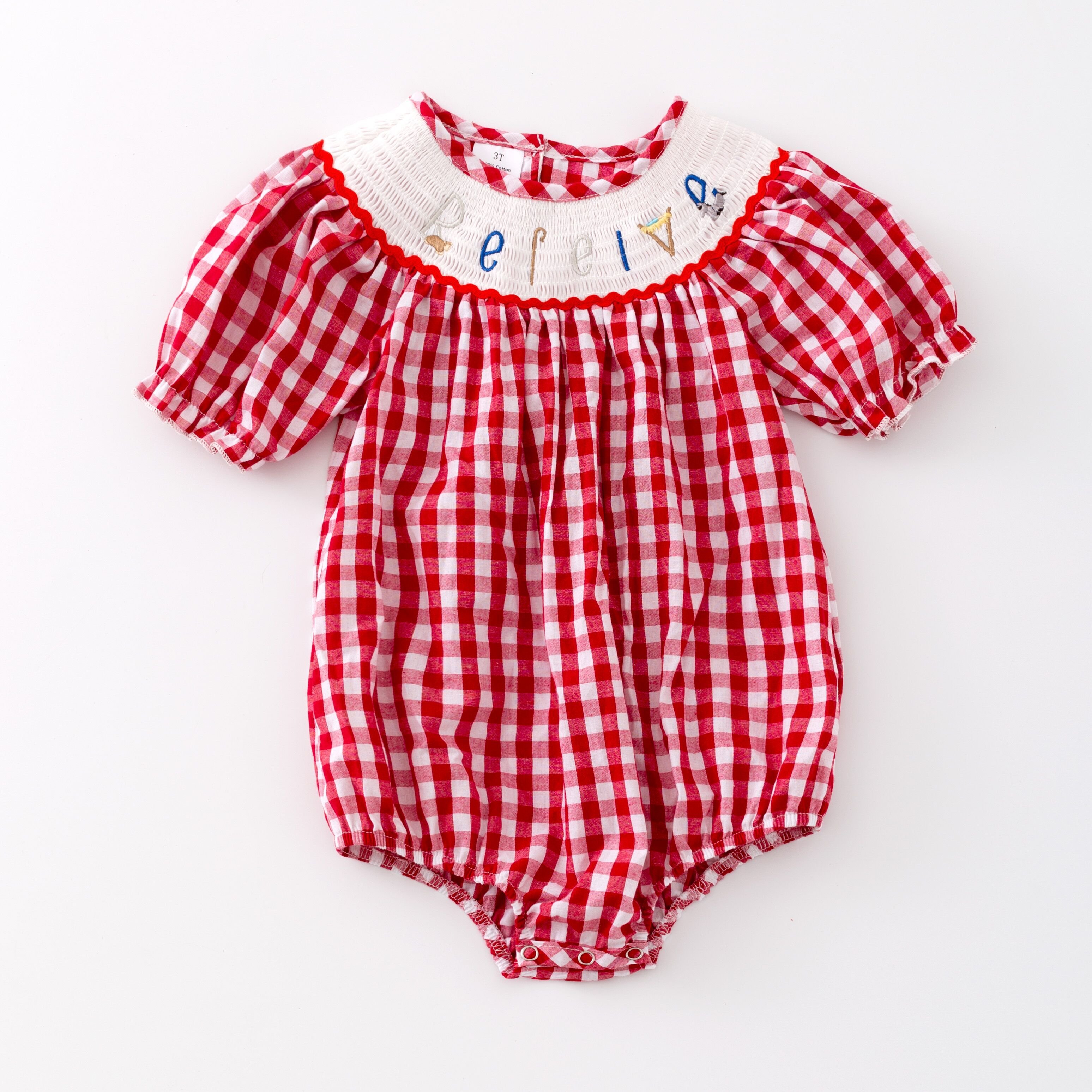 Infant Baby Girls Fall Winter Christmas Red Plaid Smocked Custom Embroidery Romper Customized Kids Clothes Smocked Clothing