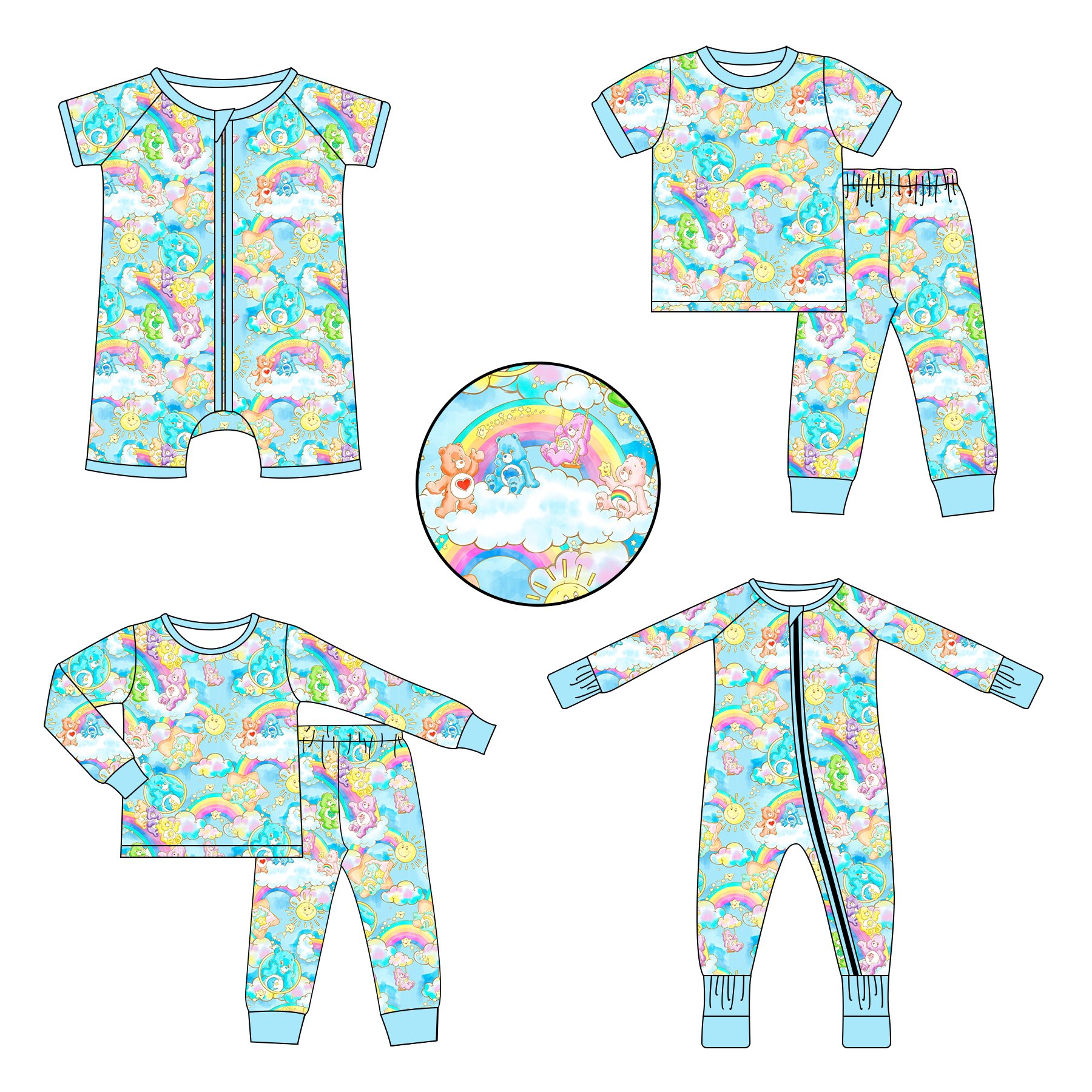 Wholesale Custom Baby Bamboo Clothes Natural Print Cute zippy Rompers Sleeved sets suit pajamas Infant Boys' Jumper Clothing