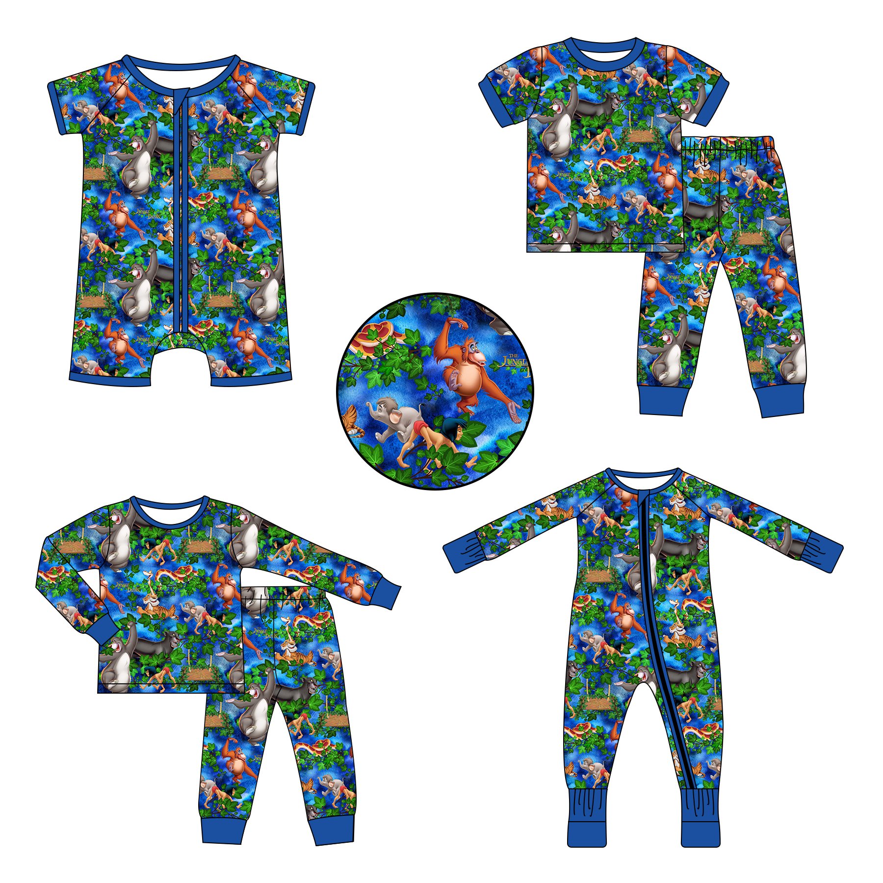 Wholesale Custom Baby Bamboo Clothes Natural Print Cute zippy Rompers Sleeved sets suit pajamas Infant Boys' Jumper Clothing