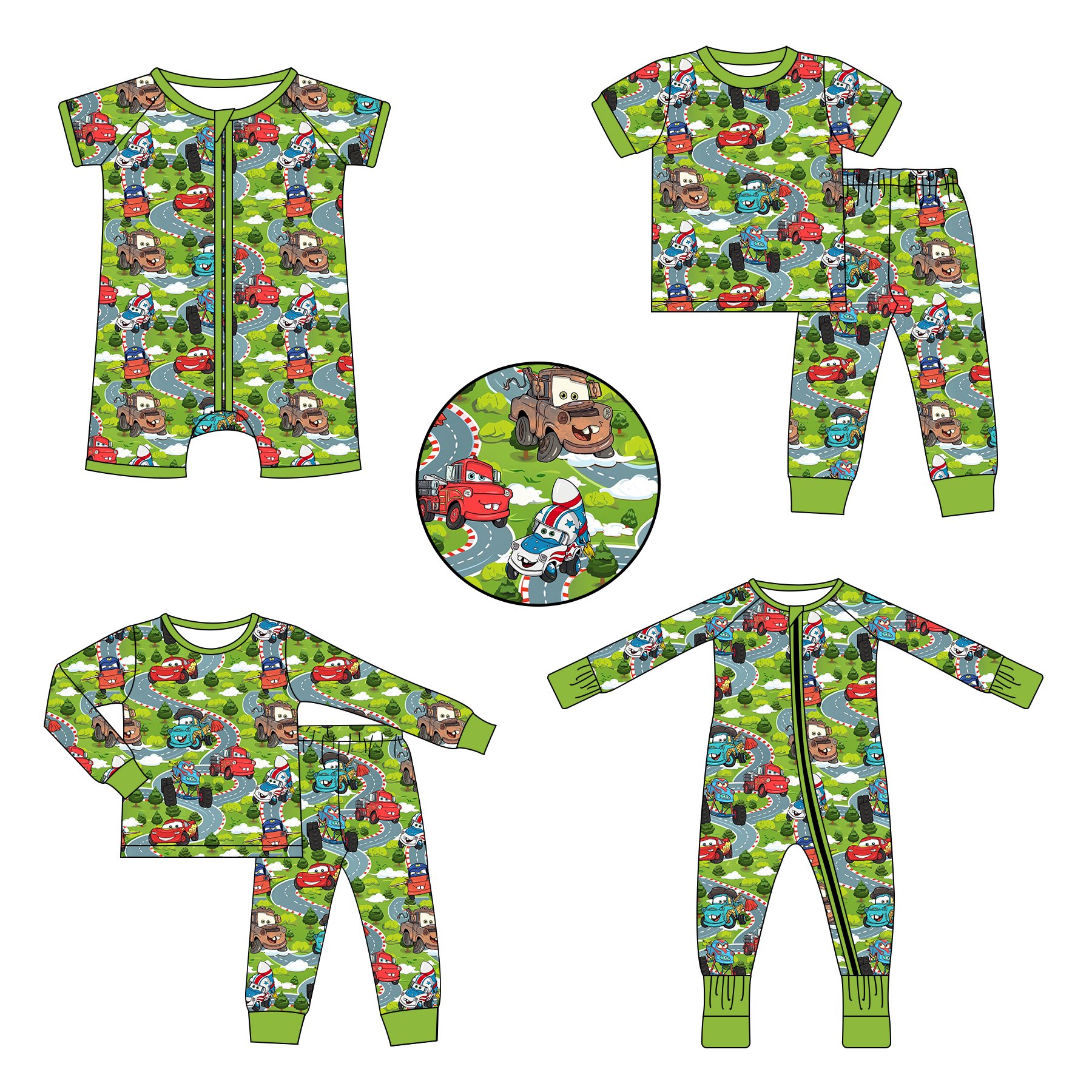 Wholesale Custom Baby Bamboo Clothes Natural Print Cute zippy Rompers Sleeved sets suit pajamas Infant Boys' Jumper Clothing