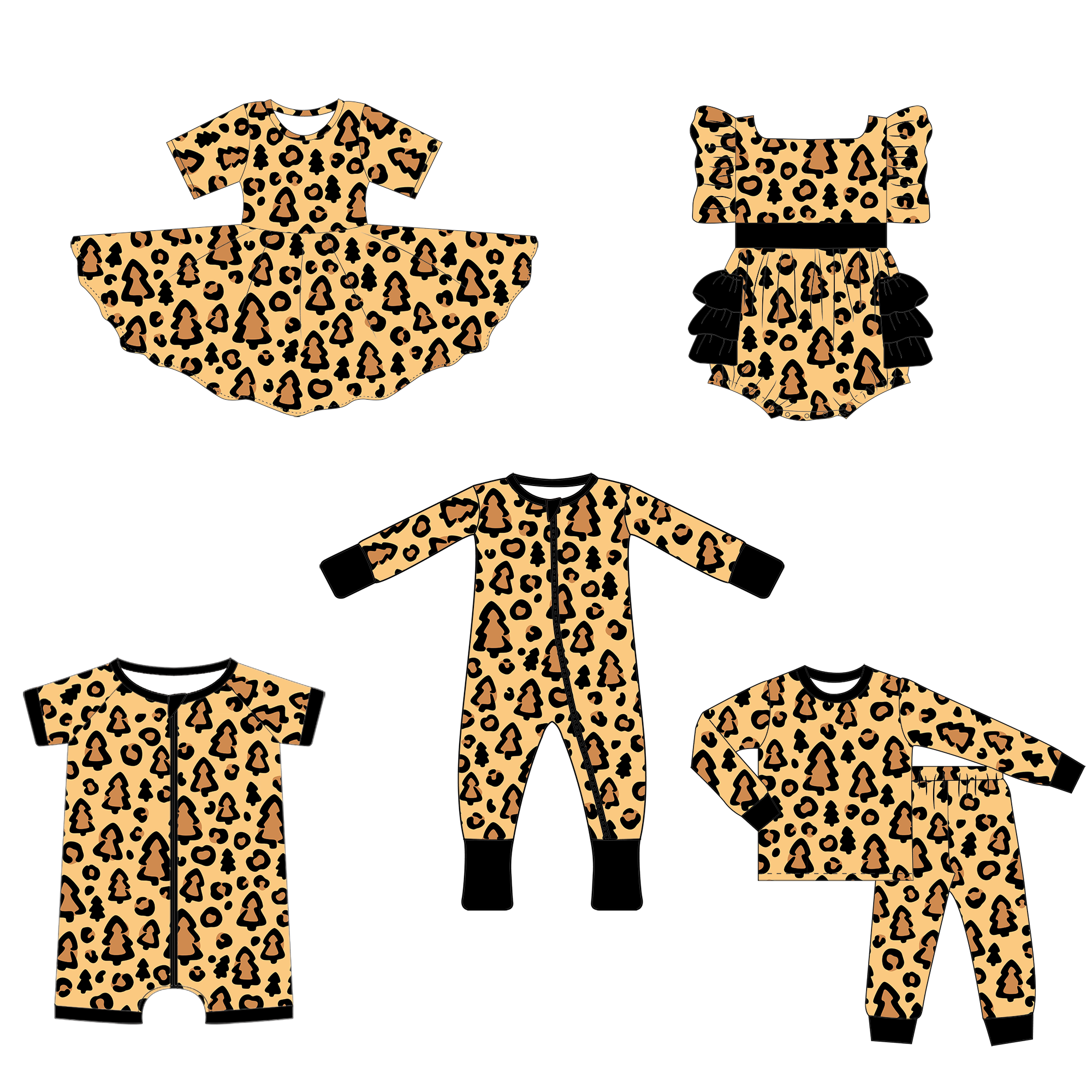 Customized Christmas baby girl infant dress 5-piece bamboo zipper way rompers children sibling matching clothes