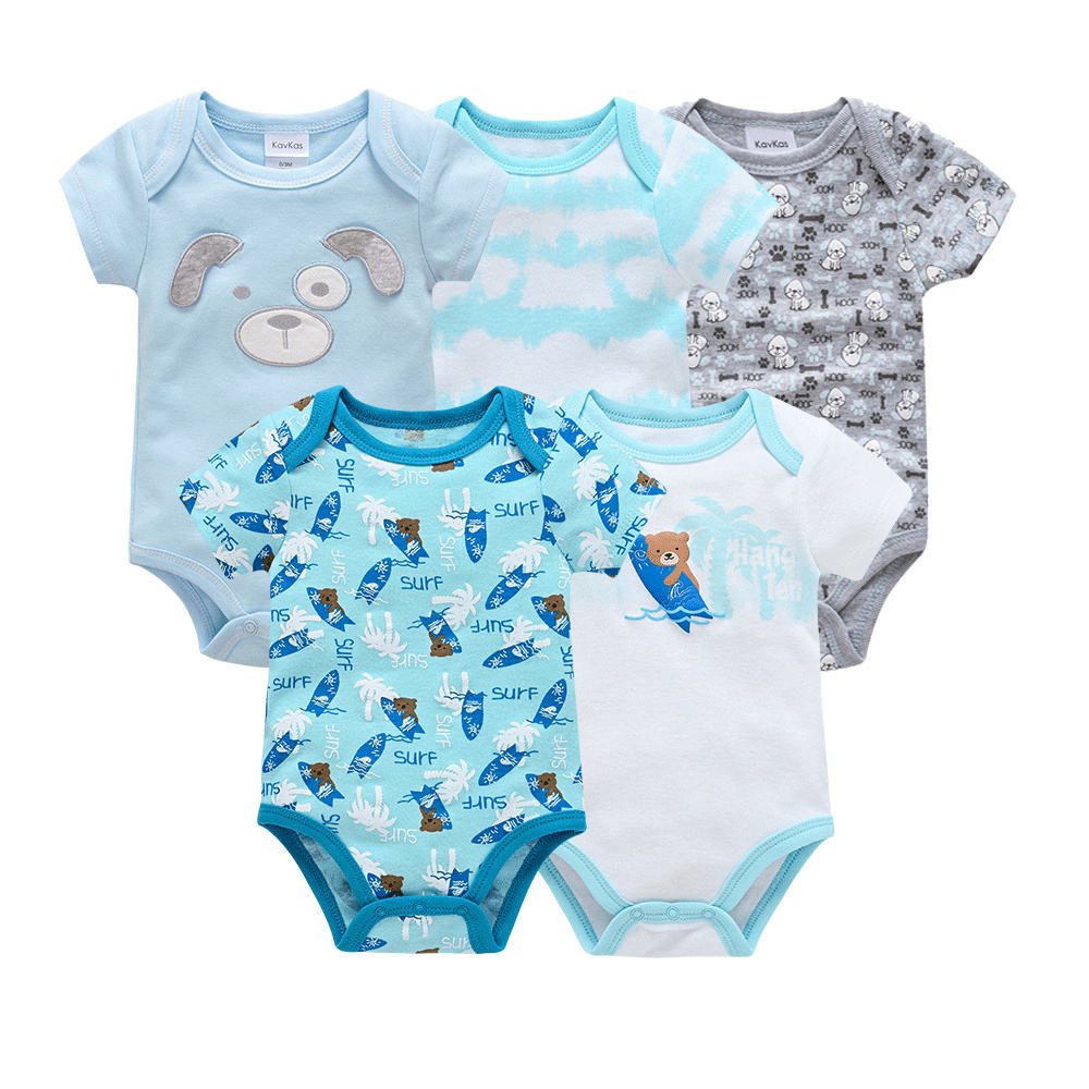 hot sales 100% organic Cotton Infant Pajamas Romper Baby Clothes Newborn Five-piece suit