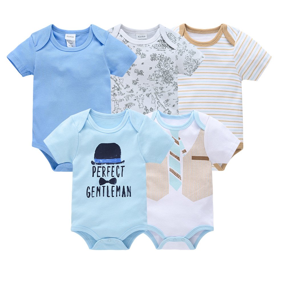 hot sales 100% organic Cotton Infant Pajamas Romper Baby Clothes Newborn Five-piece suit