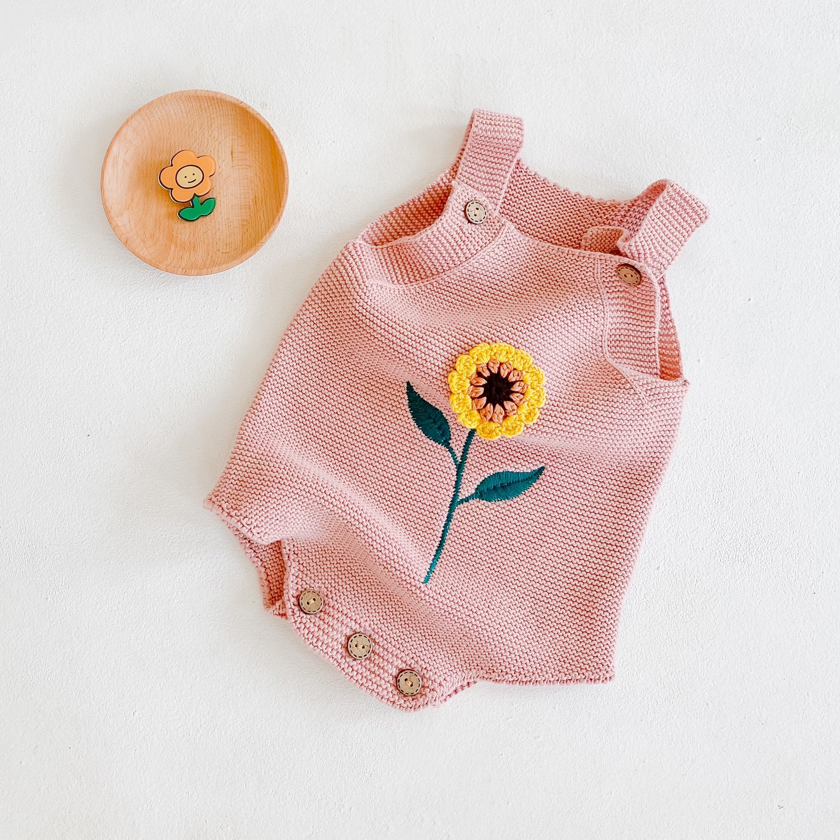 ins 2023 autumn organic cotton baby rompers baby girl strap cropped knitted woolen jumpsuit romper clothes