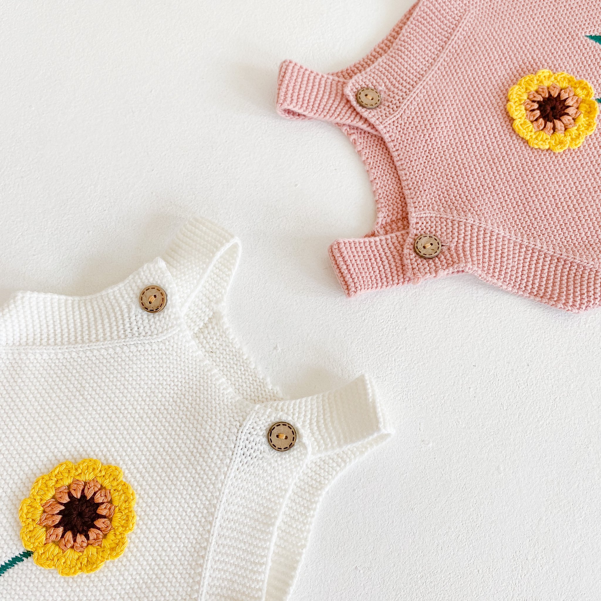 ins 2023 autumn organic cotton baby rompers baby girl strap cropped knitted woolen jumpsuit romper clothes