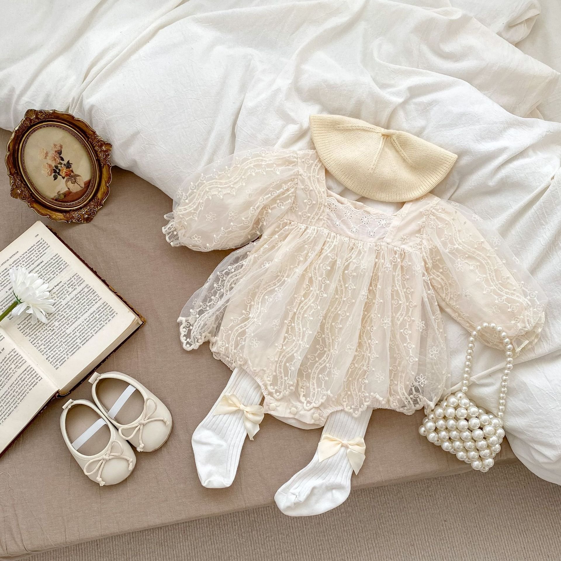Sweet Infant Kids Baby Girls Long Sleeve Lace Jumpsuit Spring Autumn Newborn Baby Girls Princess Clothes Rompers lbc