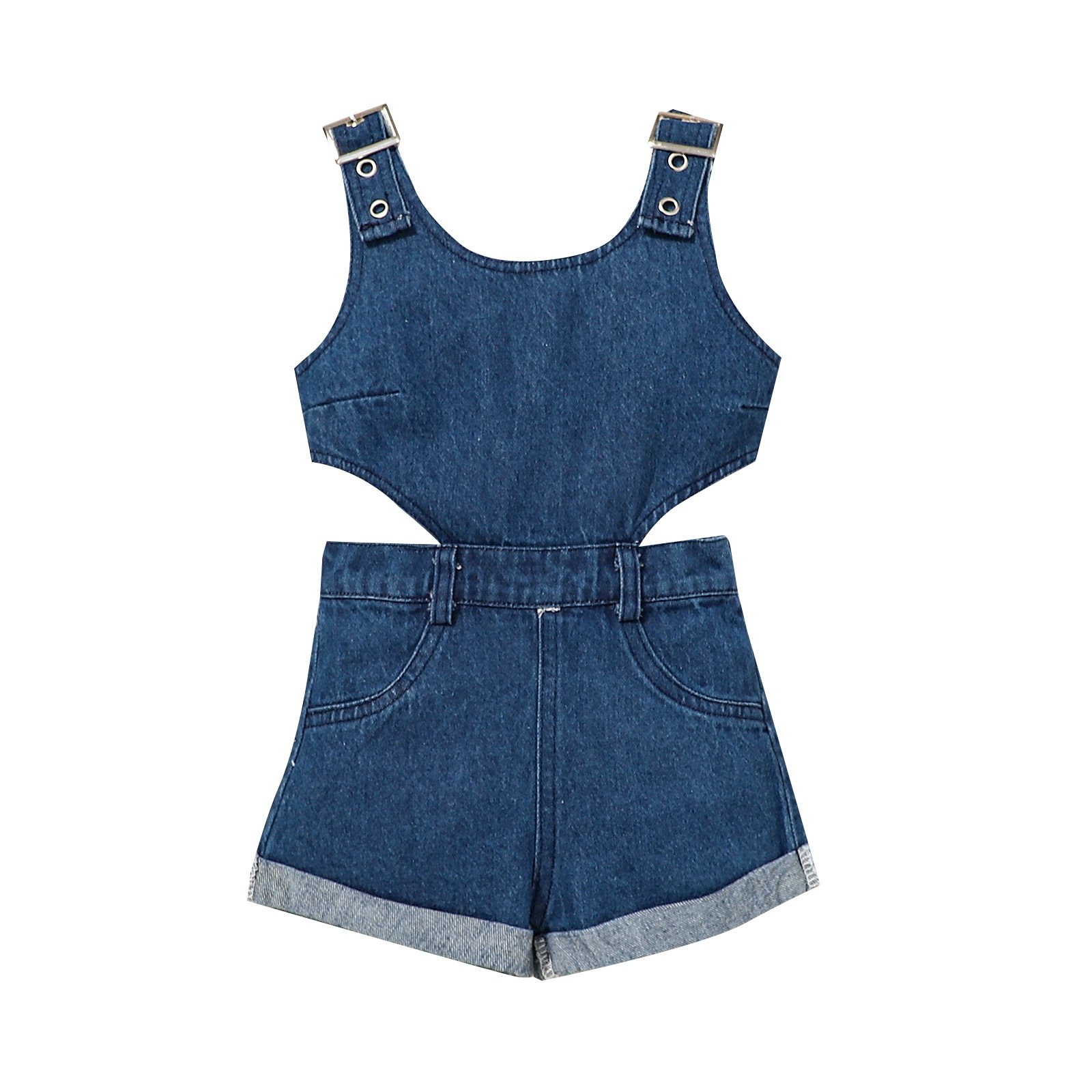 Q30916 Baby Girls Denim Clothing Bodysuit Short Romper Jumpsuits Girls Clothes One Piece Kids Clothing