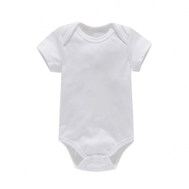 High Quality Short Sleeved Solid Color Spring Summer Autumn Newborn Rompers Blank Baby Clothes