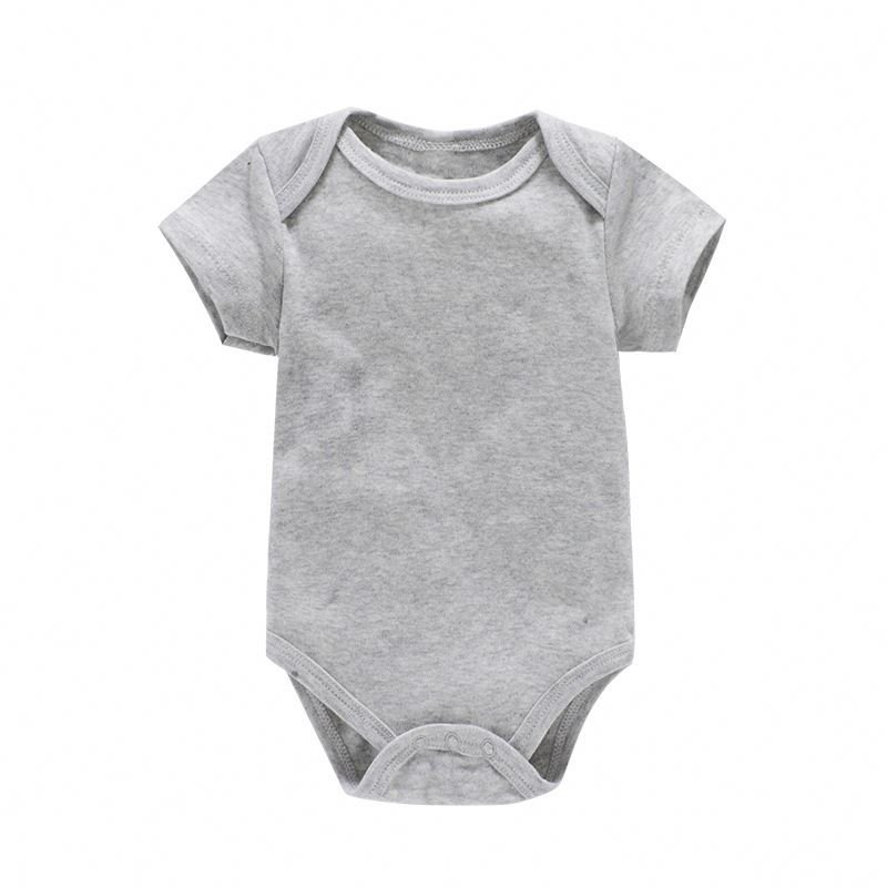 High Quality Short Sleeved Solid Color Spring Summer Autumn Newborn Rompers Blank Baby Clothes