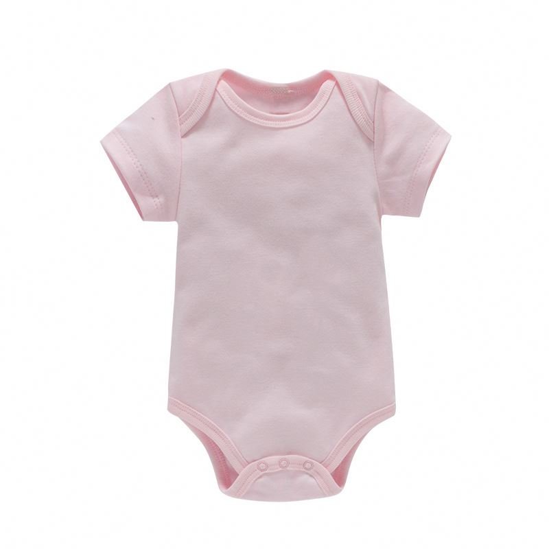High Quality Short Sleeved Solid Color Spring Summer Autumn Newborn Rompers Blank Baby Clothes