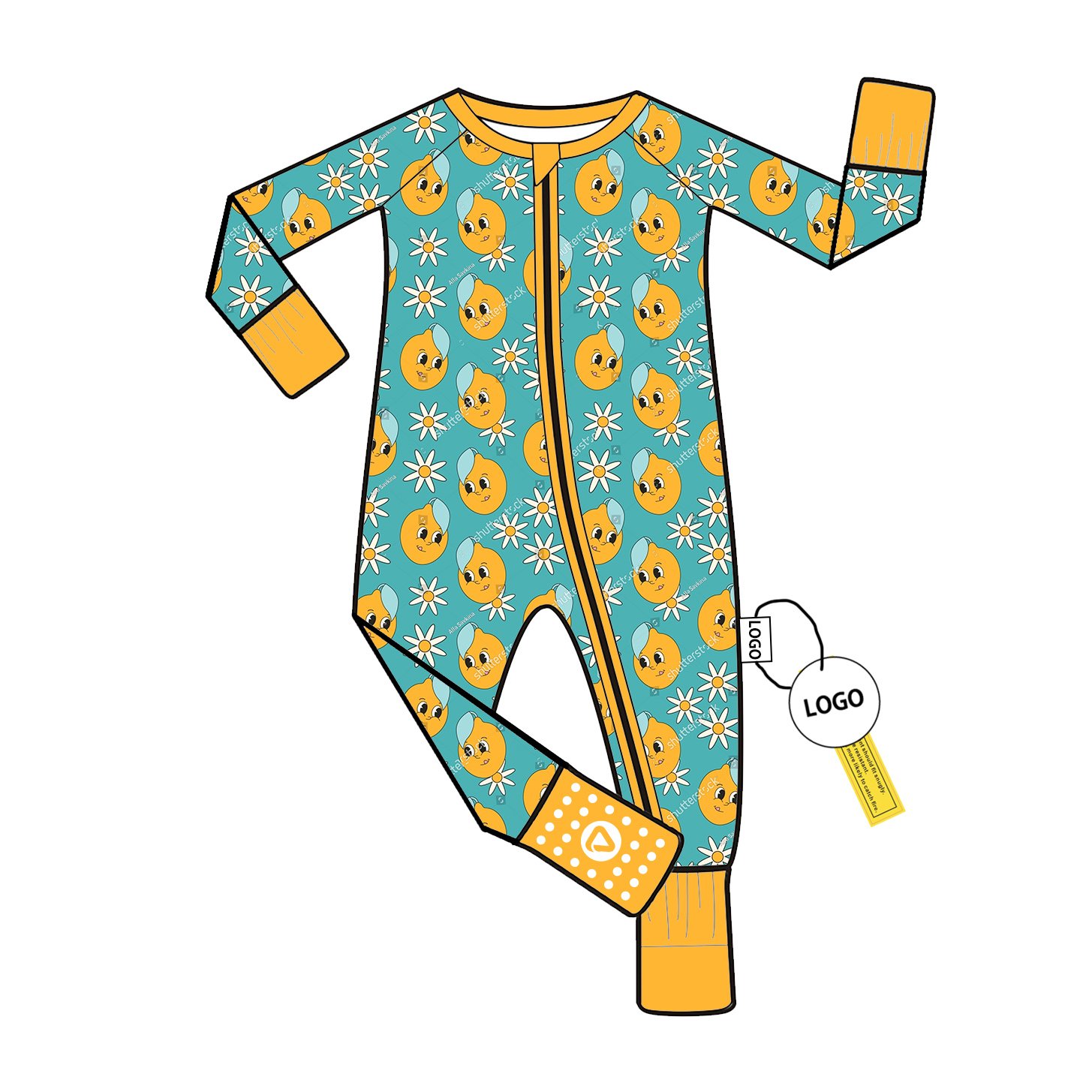 Bamboo Viscose Romper Bodysuit Footie Onesie with YKK Zipper Long Sleeve for Baby Boys Custom Print Wholesale Onesie