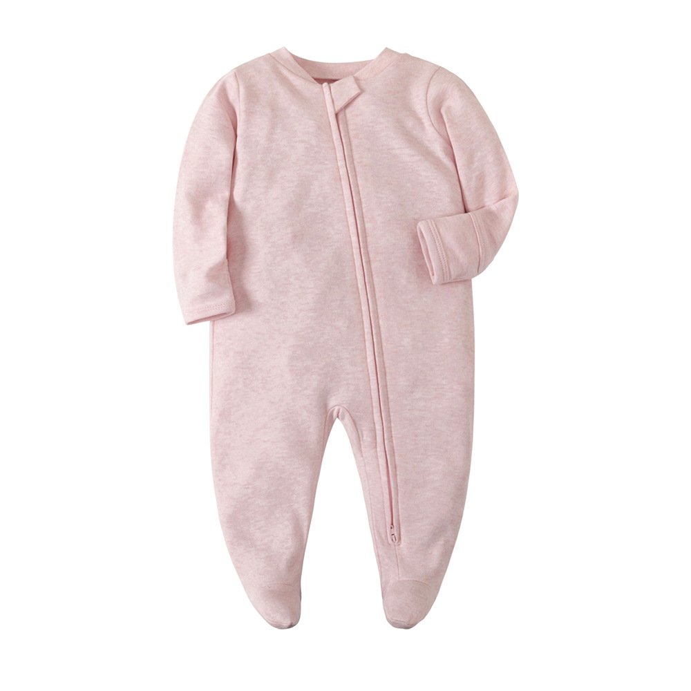 Soft Comfortable Cotton Solid Color Baby Long Sleeve Jumpsuit Overalls baby Rompers With Zipper