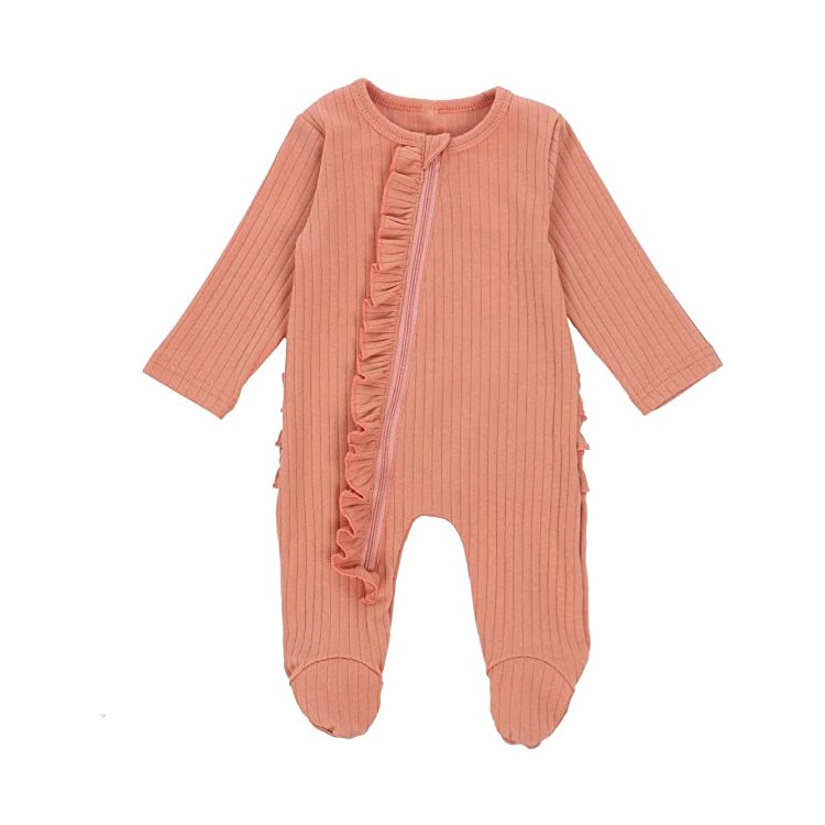 2023 Baby Girl Long Sleeve Ruffle Comfortable Soft 100% Baby Rompers