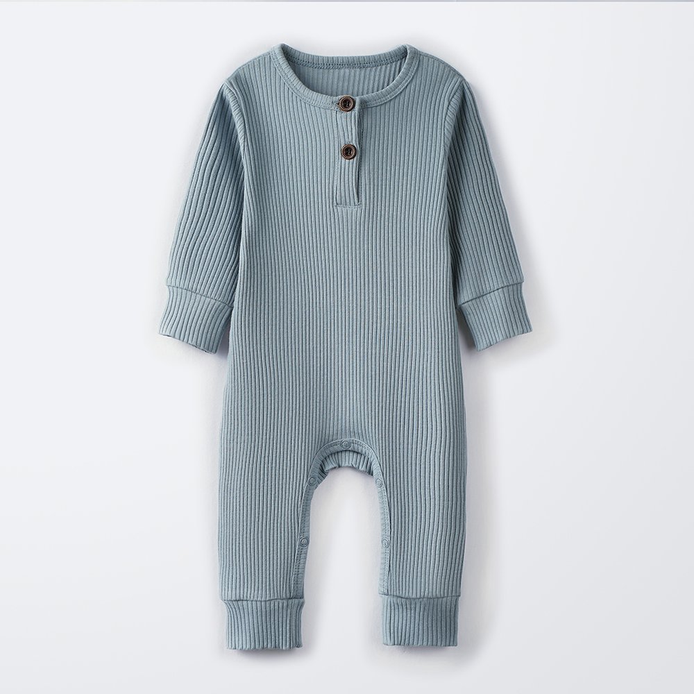 Wholesale Ribbed Baby Romper Long Sleeve Snap Crotch Newborn Baby Bodysuit Romper