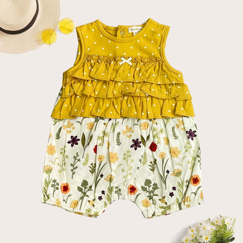 Wholesale Baby Romper Baby Girls cloth with OEM Service and customize design premium quality fablic Yellow Colour Romper