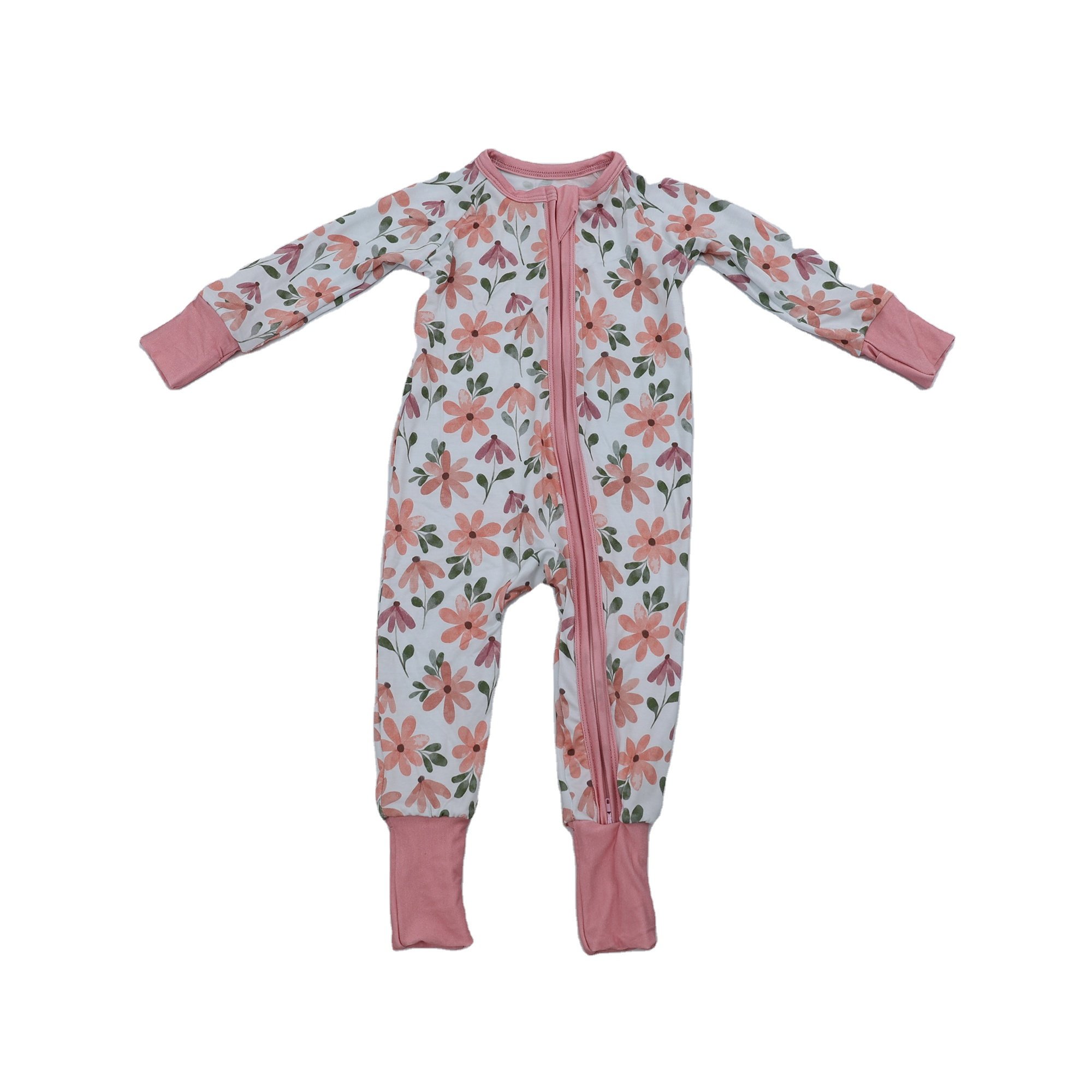 Qingli OEM Footie Romper Baby Christmas Clothing 100% Bamboo Pajamas For Babies