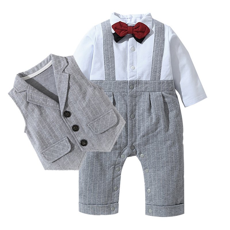 Youth Fashion Boys Clothing Sets Formal Birthday Party Red Suit Baby Rompers For Baby