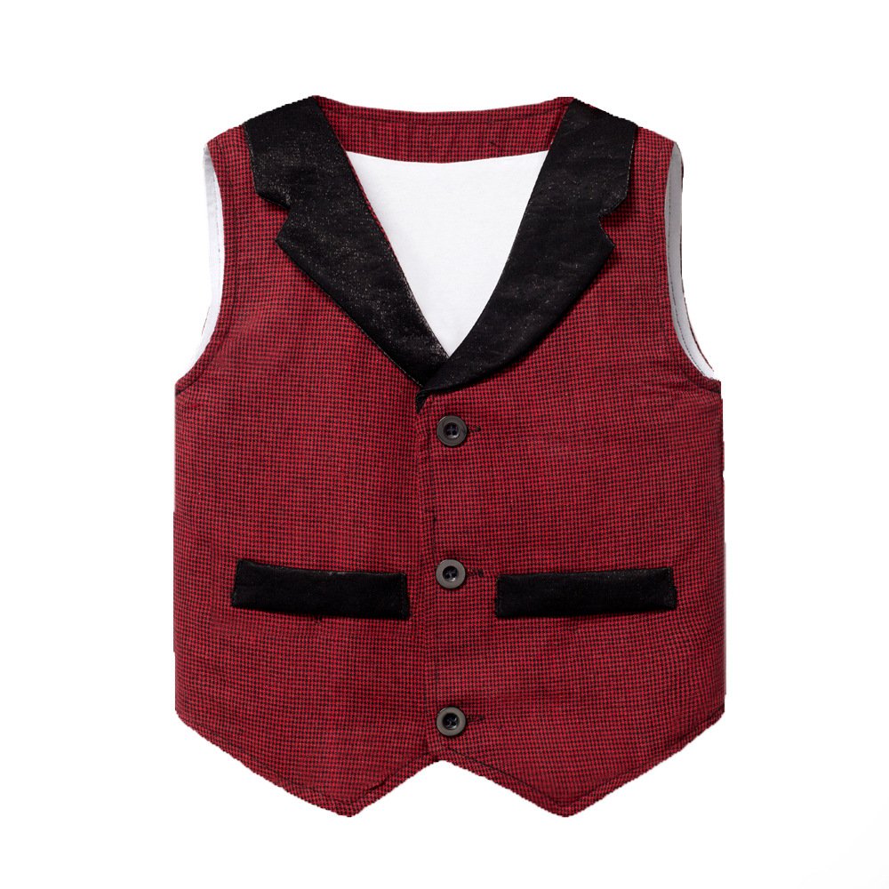 Youth Fashion Boys Clothing Sets Formal Birthday Party Red Suit Baby Rompers For Baby