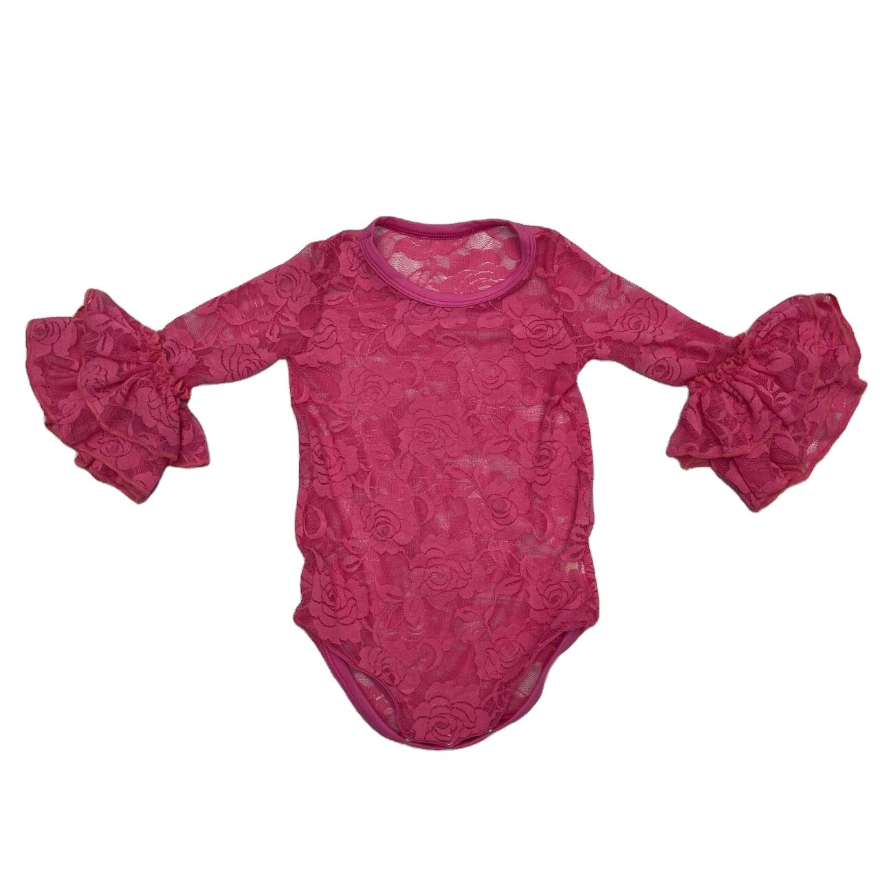 Qingli OEM Custom Fashion Baby Rompers Girl Bell Sleeve Baby Lace Rompers