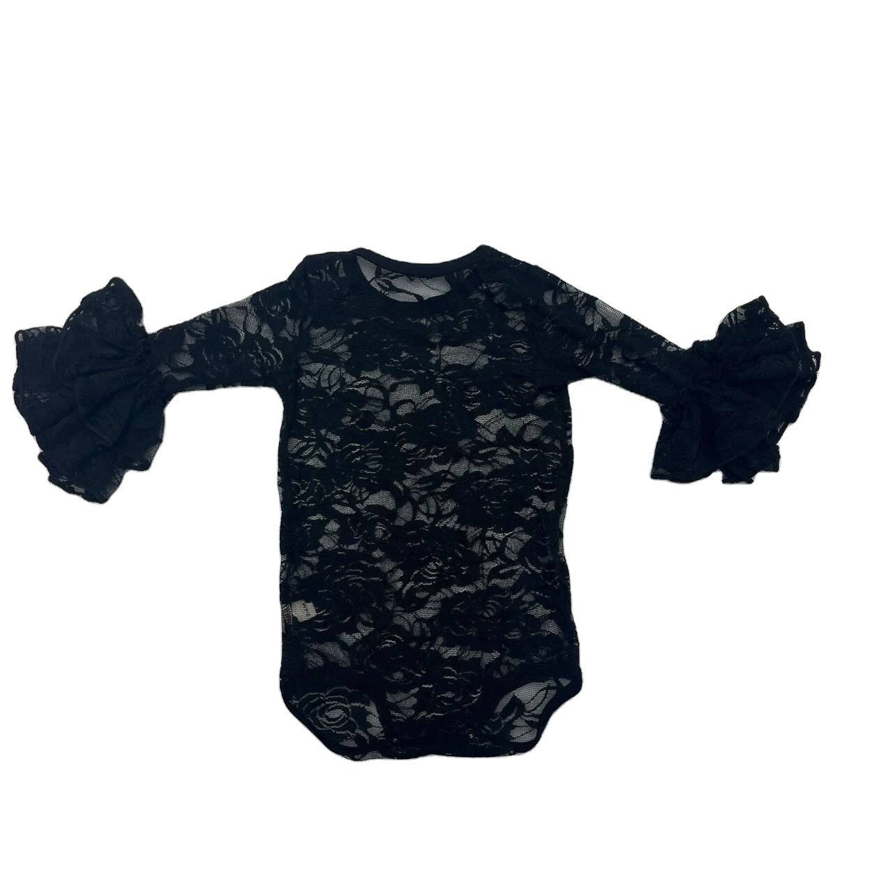 Qingli OEM Custom Fashion Baby Rompers Girl Bell Sleeve Baby Lace Rompers