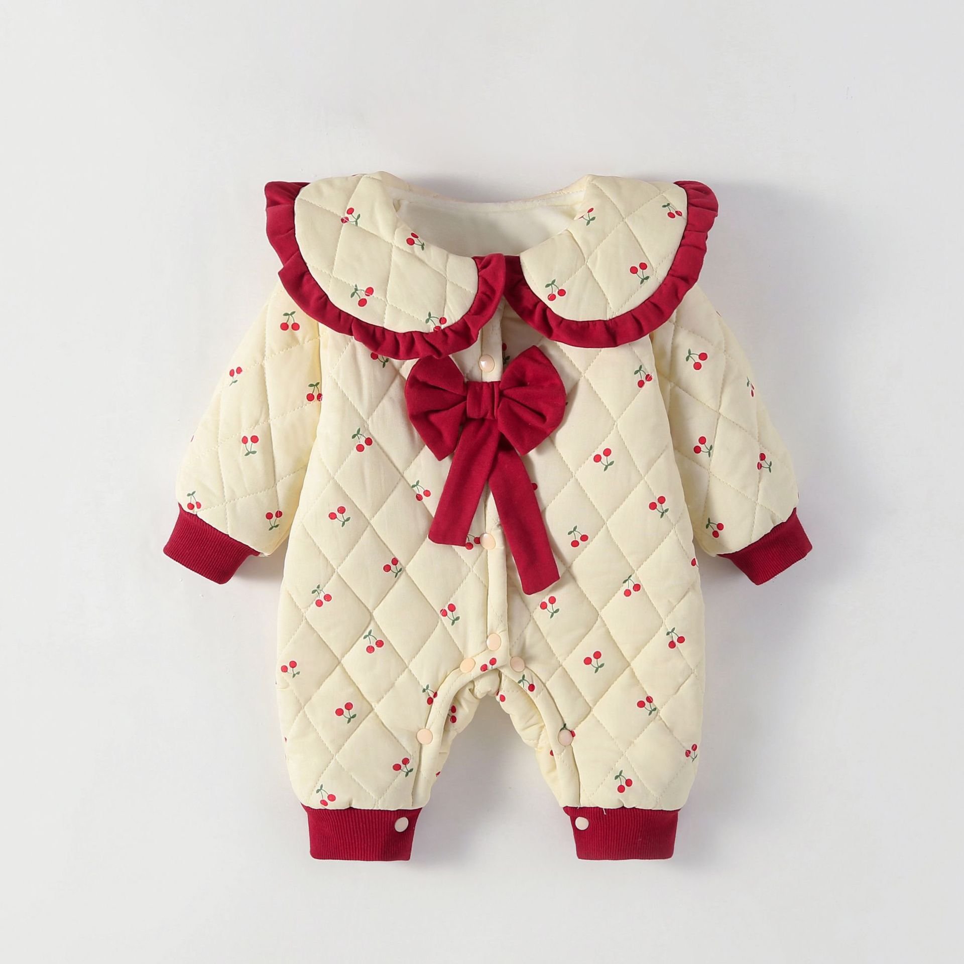 Wholesale 2024 Winter Baby Clothing Casual Style Printed Long Sleeve And Fleece Baby Rompers
