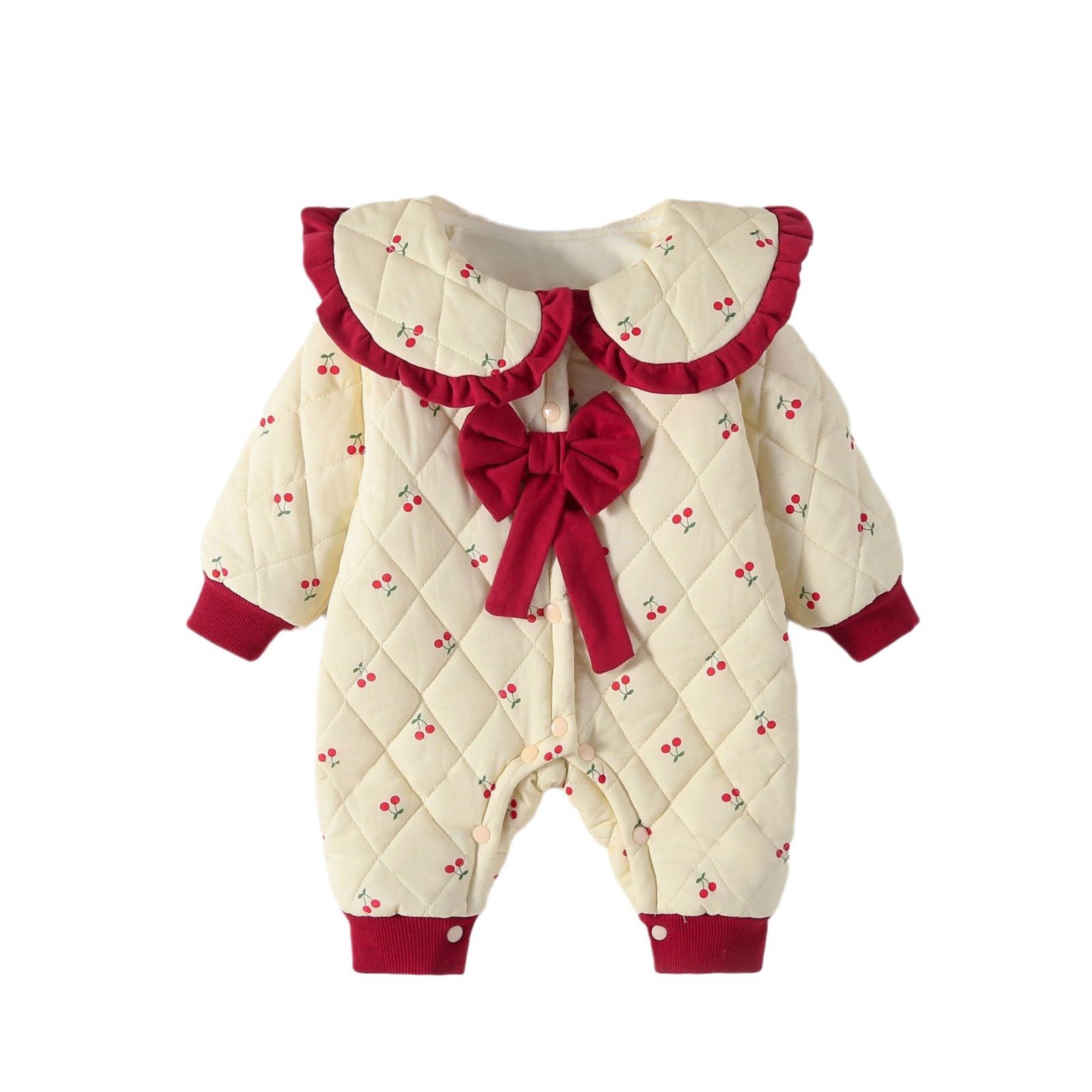 Wholesale 2024 Winter Baby Clothing Casual Style Printed Long Sleeve And Fleece Baby Rompers