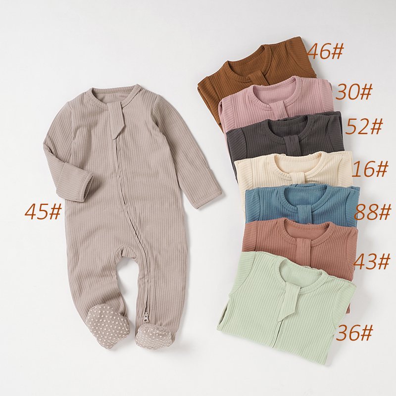 CPC certificate Organic Cotton Autumn Long Sleeve Footie Baby Boy Bodysuit Plain Newborn Baby Rompers