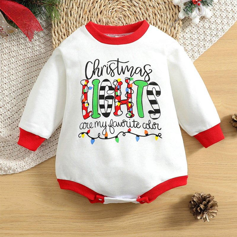 2024 My 1st Christmas Baby Boy Girl Clothes Sweatshirt Sweater Romper Santa Claus Printed Christmas Baby Romper