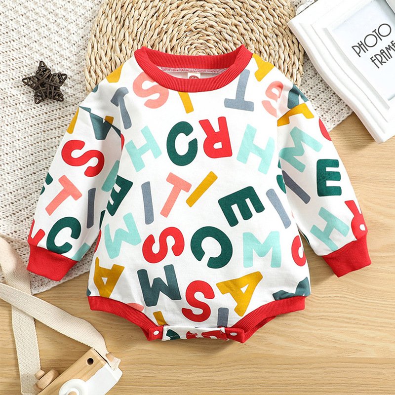 2024 My 1st Christmas Baby Boy Girl Clothes Sweatshirt Sweater Romper Santa Claus Printed Christmas Baby Romper