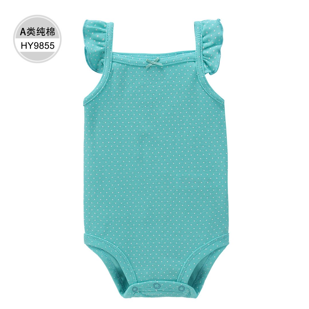 2023 Summer Baby Girls' Rompers Fly Sleeve Infant Stripe Knit Cotton Girls Ruffle Romper