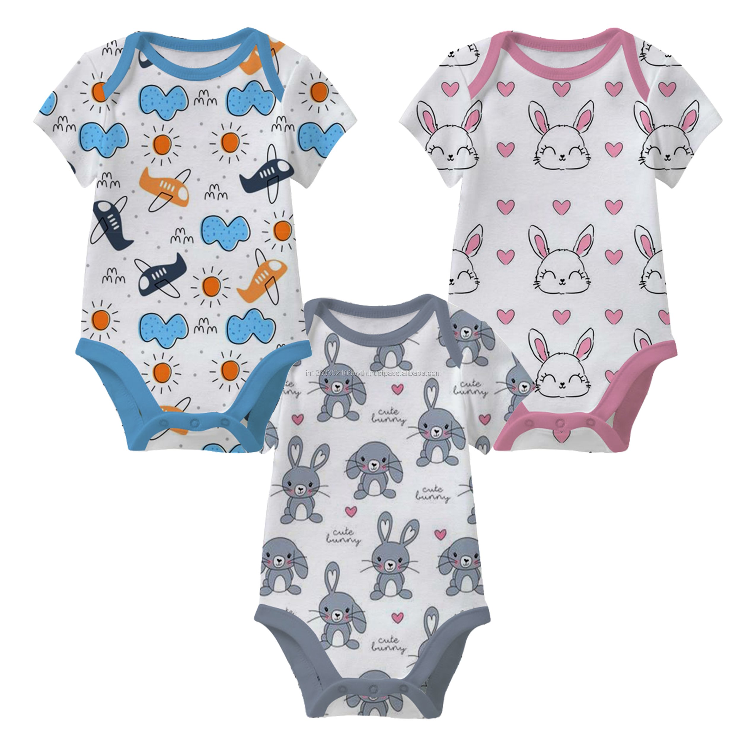 Unisex 100% Cotton Knitted Baby Romper Premium Quality Custom Print Pattern Bamboo Size-12 Months Low Price Exported India