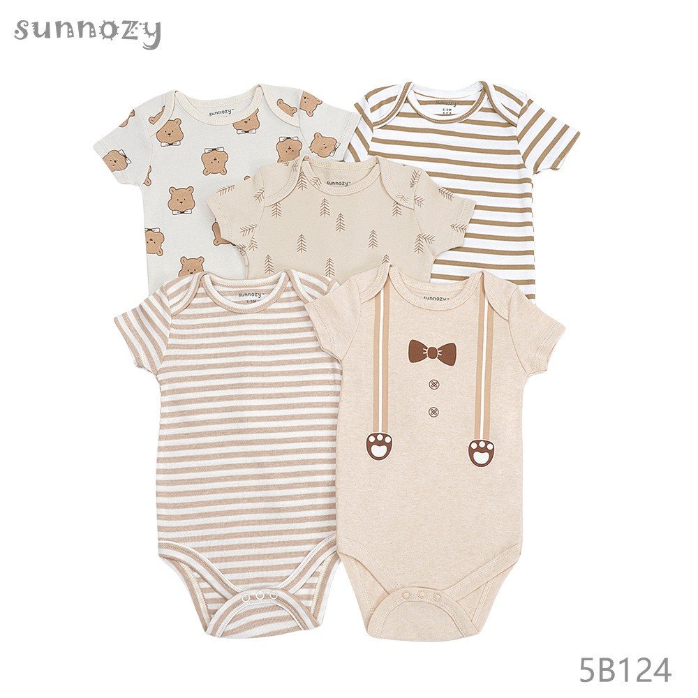 wholesale 5pcs/set hot sale new born baby gift set short sleeve romper baby onesie cotton baby clothes clothing