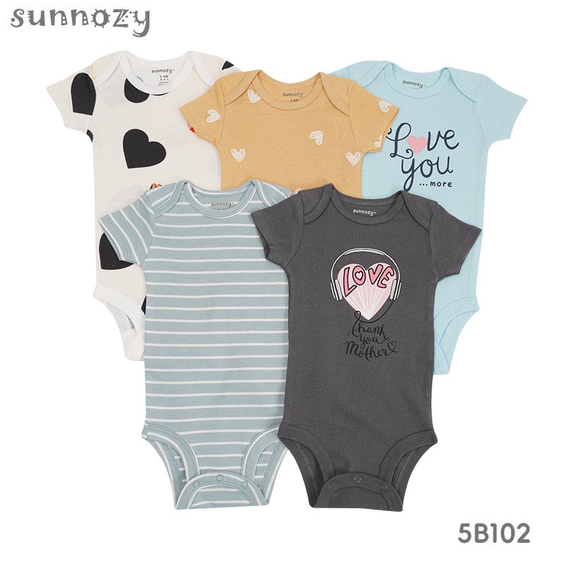 wholesale 5pcs/set hot sale new born baby gift set short sleeve romper baby onesie cotton baby clothes clothing