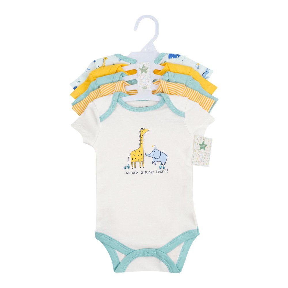 wholesale 5pcs/set hot sale new born baby gift set short sleeve romper baby onesie cotton baby clothes clothing