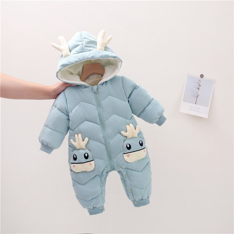 Newborn baby winter hoodie clothes girl baby romper outwear warm jumpsuit boy cotton jacket