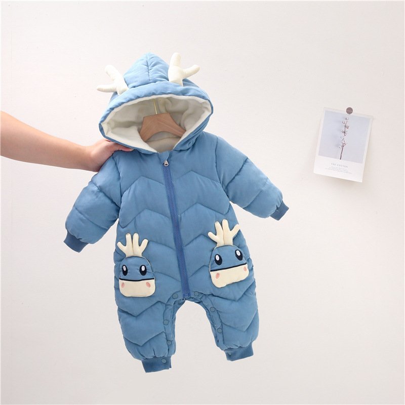 Newborn baby winter hoodie clothes girl baby romper outwear warm jumpsuit boy cotton jacket