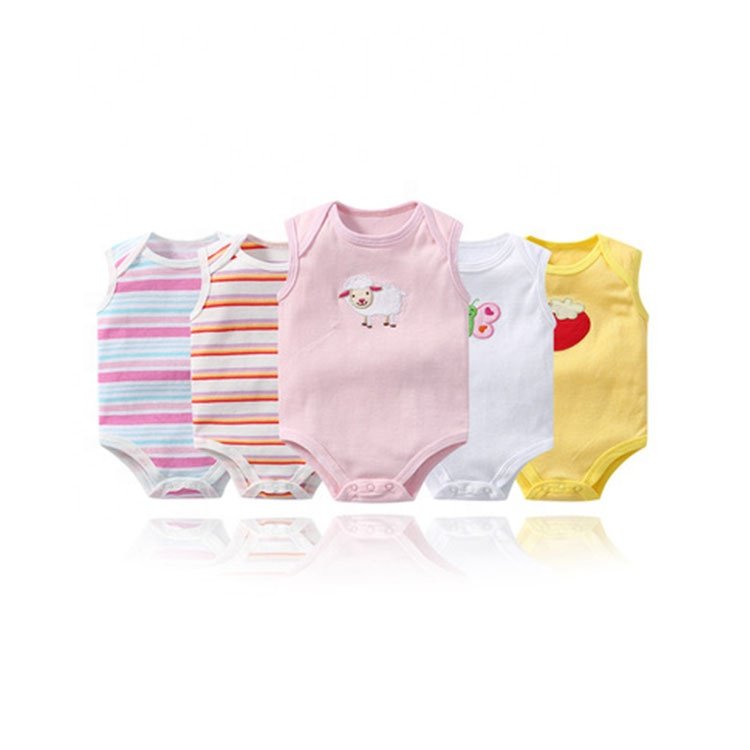 summer cotton onesie newborn baby bodysuit mixed girl boy design sleeveless 5pck baby romper